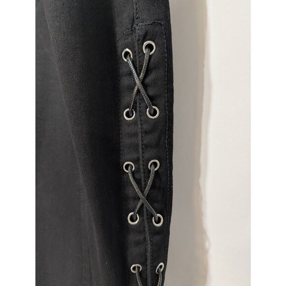 Hot Topic Black Lace Up Low Rise Flare Pants Size 18 Goth Y2K Alt Emo - Picture 6 of 7